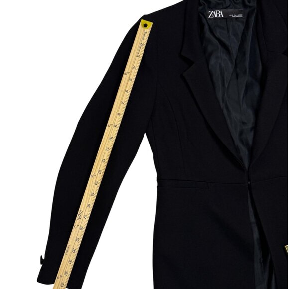 ZARA longline tailored blazer M NWT – black, single‑button, fully lined - Picture 6 of 12